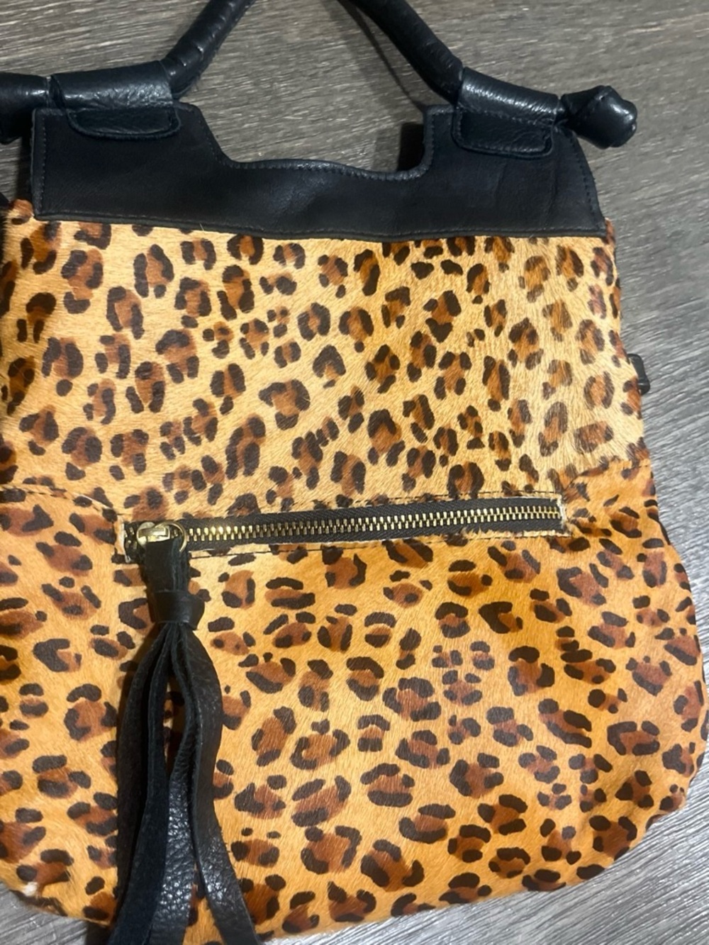 Foley & Corinna Leopard Print purse with Black Trim